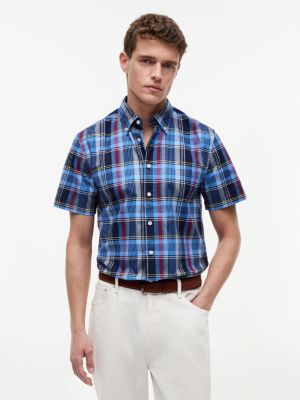 Regular Fit Bold Plaid Oxford Shirt, Blue Spell