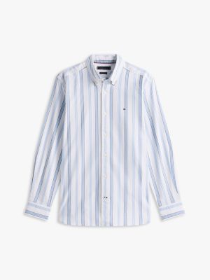 Мужская рубашка Tommy Hilfiger Regular Fit Stripe Stretch Oxford, цвет: Синий / Белый полосатый — фото 5