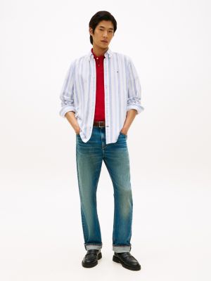 Мужская рубашка Tommy Hilfiger Regular Fit Stripe Stretch Oxford, цвет: Синий / Белый полосатый — фото 3