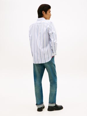 Мужская рубашка Tommy Hilfiger Regular Fit Stripe Stretch Oxford, цвет: Синий / Белый полосатый — фото 4