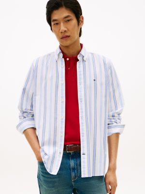 Regular Fit Stripe Stretch Oxford Shirt, Blue Spell/White Stripe