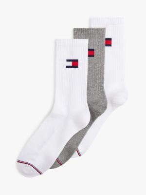Flag Logo Sport Crew Sock 3-Pack, Lucent White / Multi