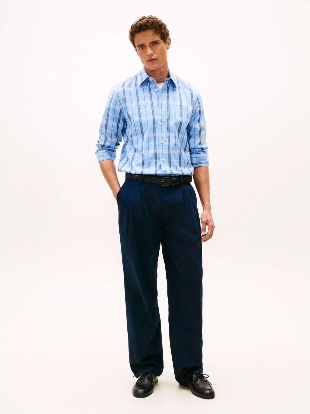 Regular Fit Windowpane All-Day Shirt — Vessel Blue