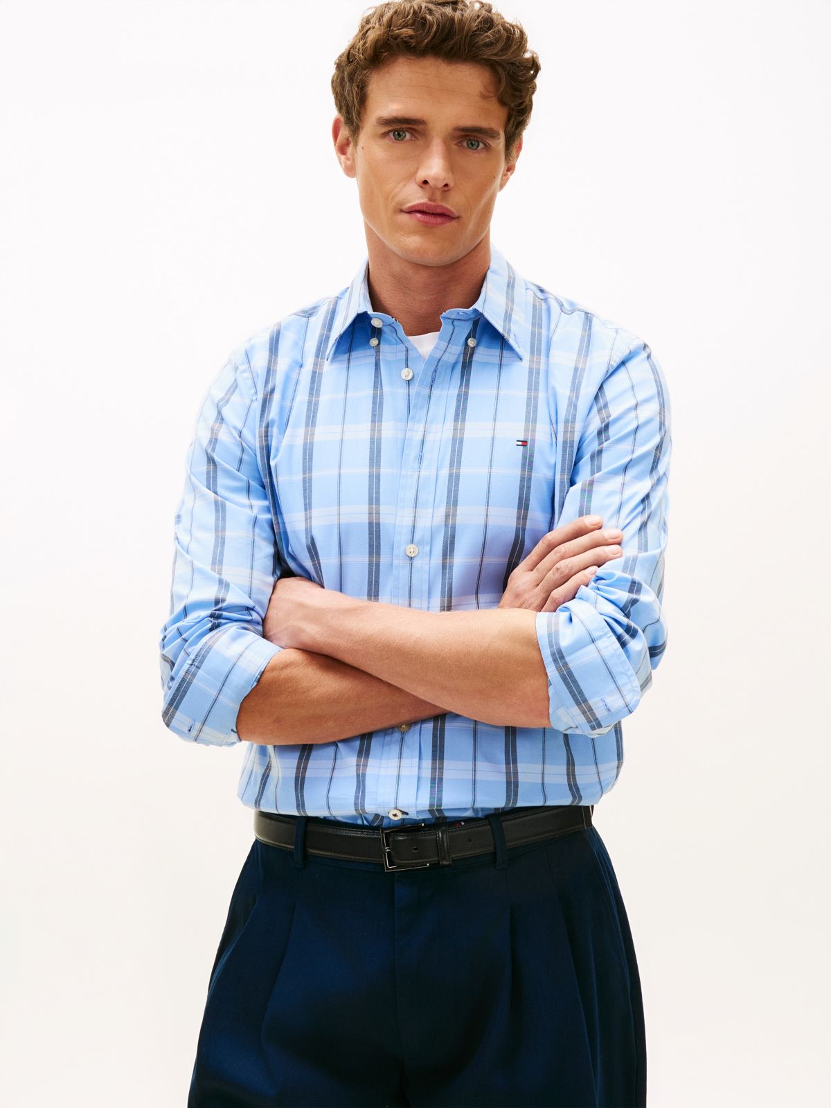 Regular Fit Windowpane All-Day Shirt — Vessel Blue