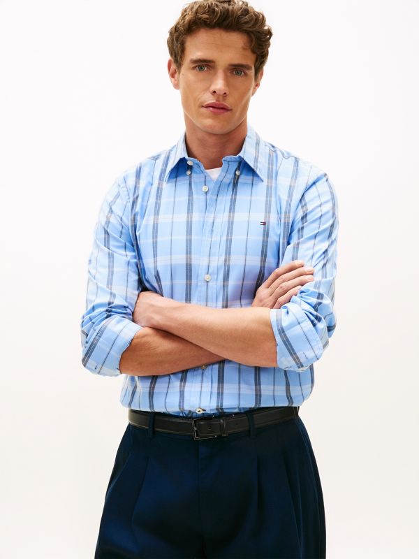 Regular Fit Windowpane All-Day Shirt — Vessel Blue