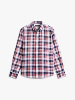 Regular Fit Bold Plaid Twill Shirt — Optic White/Red/Navy Multi 5