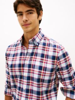 Regular Fit Bold Plaid Twill Shirt — Optic White/Red/Navy Multi 2