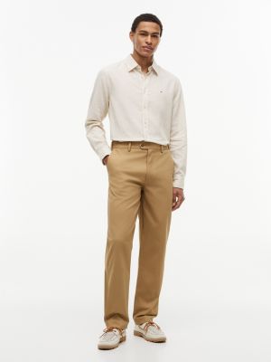 Мужская рубашка Tommy Hilfiger Regular Fit Striped Linen-Blend, цвет: Светлый бежевый — фото 2