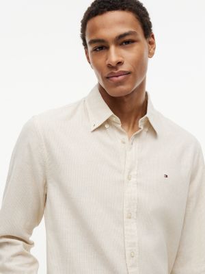 Мужская рубашка Tommy Hilfiger Regular Fit Striped Linen-Blend, цвет: Светлый бежевый — фото 3
