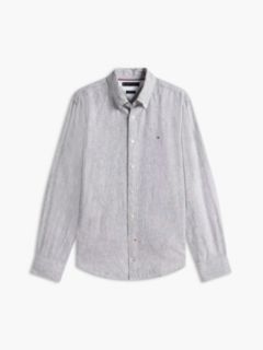 Regular Fit Striped Linen-Blend Shirt — Pitch Blue 5