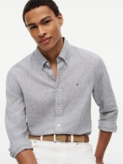 Regular Fit Striped Linen-Blend Shirt — Pitch Blue 3