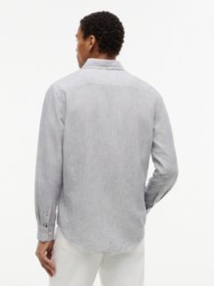 Regular Fit Striped Linen-Blend Shirt — Pitch Blue 4
