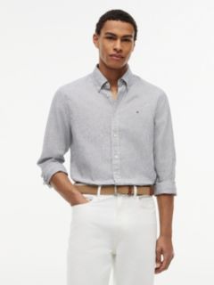 Regular Fit Striped Linen-Blend Shirt — Pitch Blue 1
