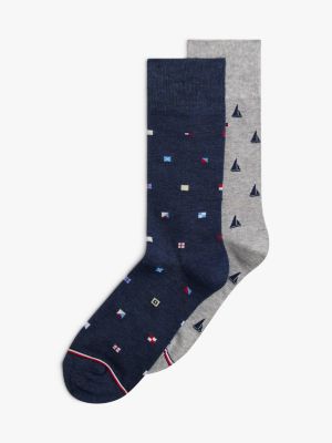 Nautical Trouser Sock 3-Pack, Navy Heather / Multi