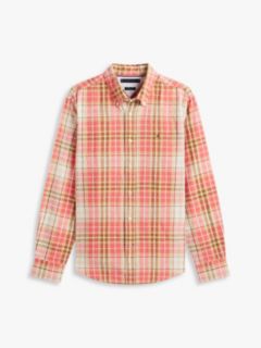 Regular Fit Plaid Linen-Blend Shirt — Yellow Stone Check 5