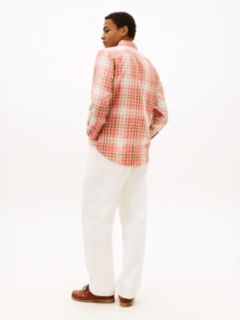 Regular Fit Plaid Linen-Blend Shirt — Yellow Stone Check 4