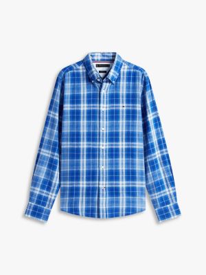 Мужская рубашка Tommy Hilfiger Regular Fit Plaid Linen-Blend, цвет: Индиго синий — фото 5