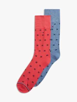 H Logo Trouser Sock 2-Pack, Vintage Red/Multi