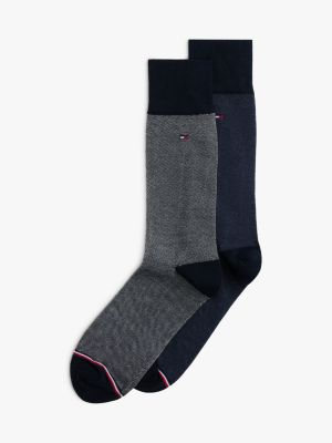 Contrast Pique Trouser Sock 2-Pack, Navy / Multi