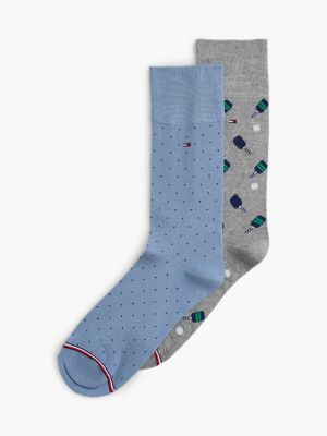 Pickleball & Dot Trouser Sock 2-Pack, Grey Heather/Multi