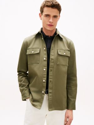 Regular Fit Slub Twill Overshirt, Ghost Fern