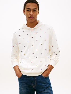 Allover Flag Logo Hoodie, Ivory Silk