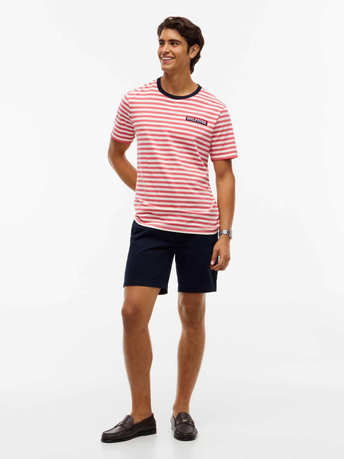 Striped Hilfiger Logo T-Shirt — Vintage Red