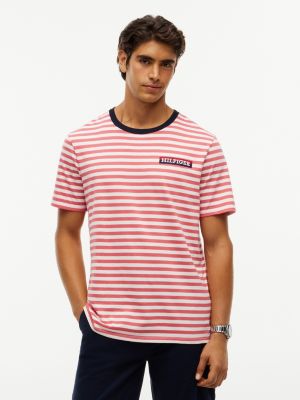 Striped Hilfiger Logo T-Shirt, Vintage Red