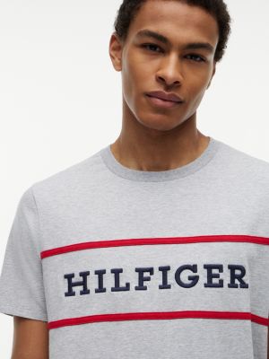 Мужская футболка Tommy Hilfiger Hilfiger Logo, цвет: Серый меланжевый — фото 3