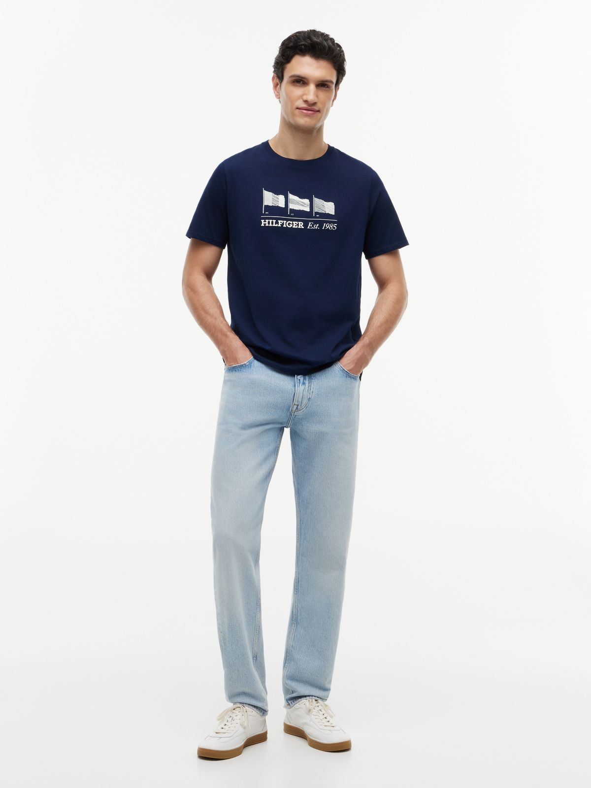 Hilfiger Multi-Flag Logo T-Shirt — Light Navy