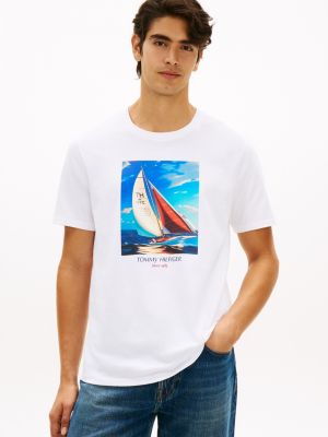Hilfiger Sailing Photo Print T-Shirt, Optic White