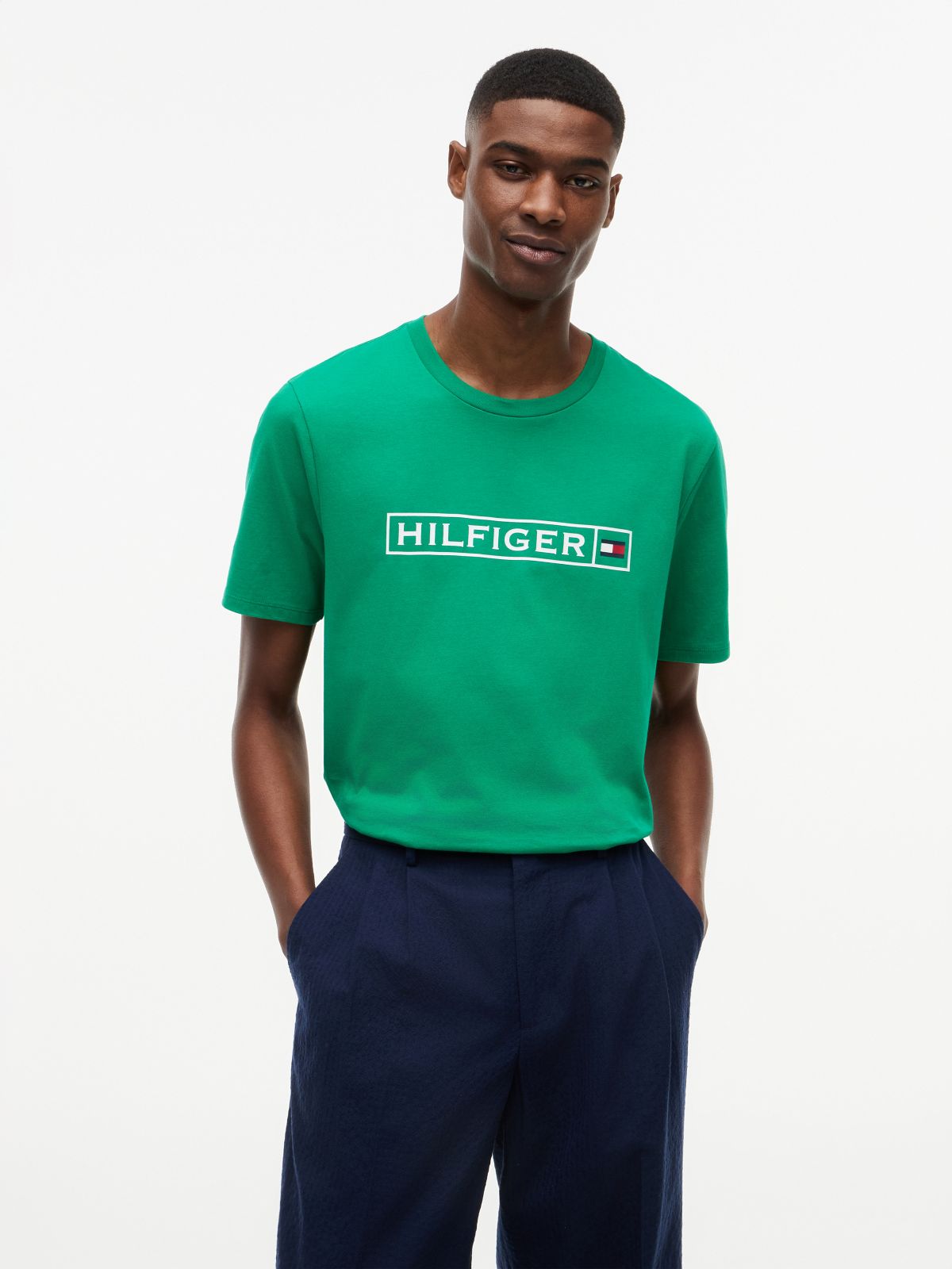 Hilfiger Box Logo T-Shirt — Olympic Green