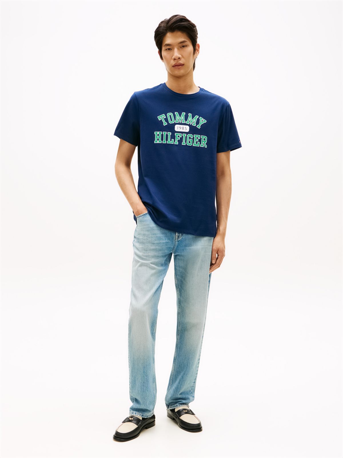 Tommy Varsity Logo T-Shirt — Light Navy