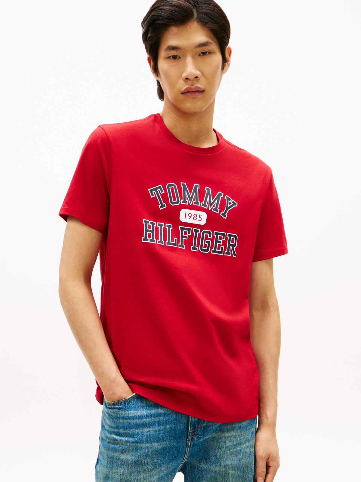 Tommy Varsity Logo T-Shirt — Medium Red
