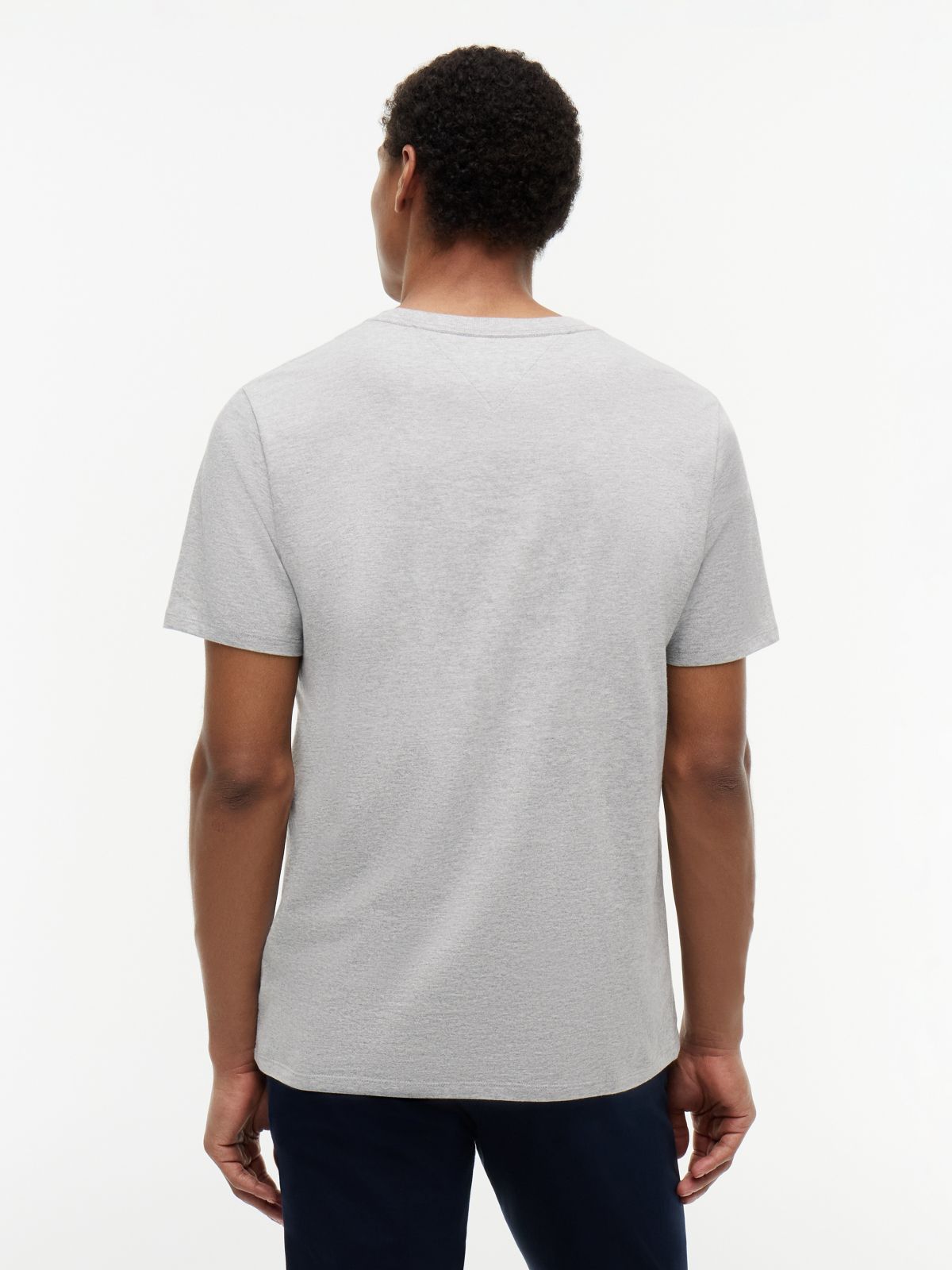 Hilfiger Block Stripe Logo T-Shirt — Grey Heather