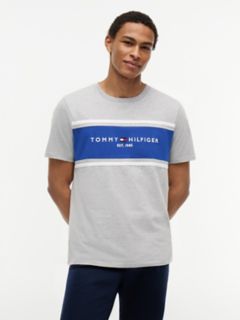 Hilfiger Block Stripe Logo T-Shirt — Grey Heather 1