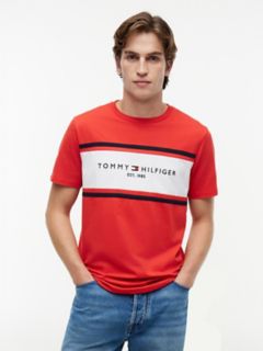 Hilfiger Block Stripe Logo T-Shirt — Deep Crimson 1