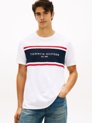Hilfiger Block Stripe Logo T-Shirt, Optic White
