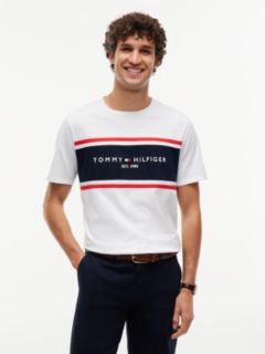Hilfiger Block Stripe Logo T-Shirt — Optic White 1