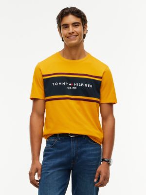 Hilfiger Block Stripe Logo T-Shirt, Countryside Yellow