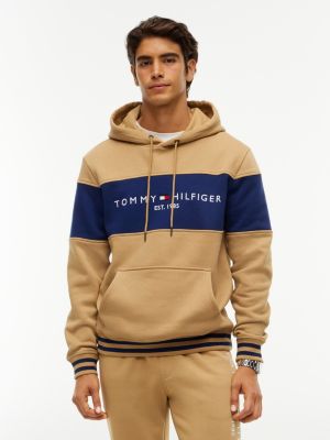 Tommy Logo Colorblock Hoodie, Classic Khaki