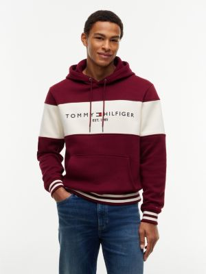 Tommy Logo Colorblock Hoodie, Burgundy