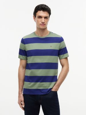 Rugby Stripe T-Shirt, Pilot Blue/Green Stripe