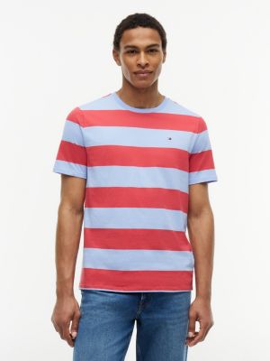 Rugby Stripe T-Shirt, Vintage Red/Light Blue Stripe