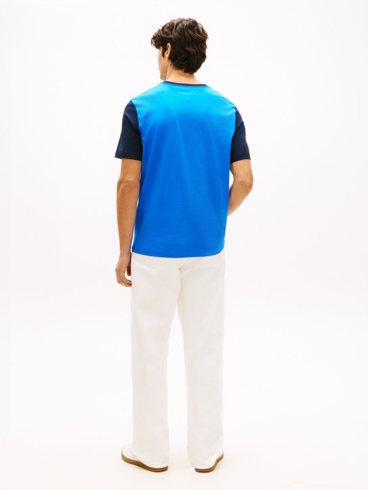 Flag Logo Contrast Sleeve T-Shirt — Dynamic Blue