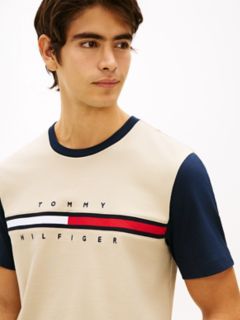 Flag Logo Contrast Sleeve T-Shirt — Sandalwood 3