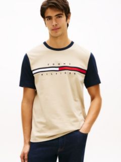 Flag Logo Contrast Sleeve T-Shirt — Sandalwood 1