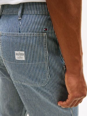 RAIVE 韓国Stripe Straight Denim Pants Blue Railroad Stripe Loose Straight Jean | Tommy Hilfiger