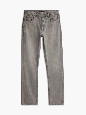 Мужские джинсы Tommy Hilfiger Distressed Straight Jean, цвет: Серый чёрный варёный — фото 6
