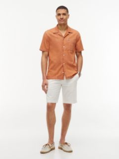 Regular Fit Garment-Dyed Denim Camp Shirt — Pulp Coral 2